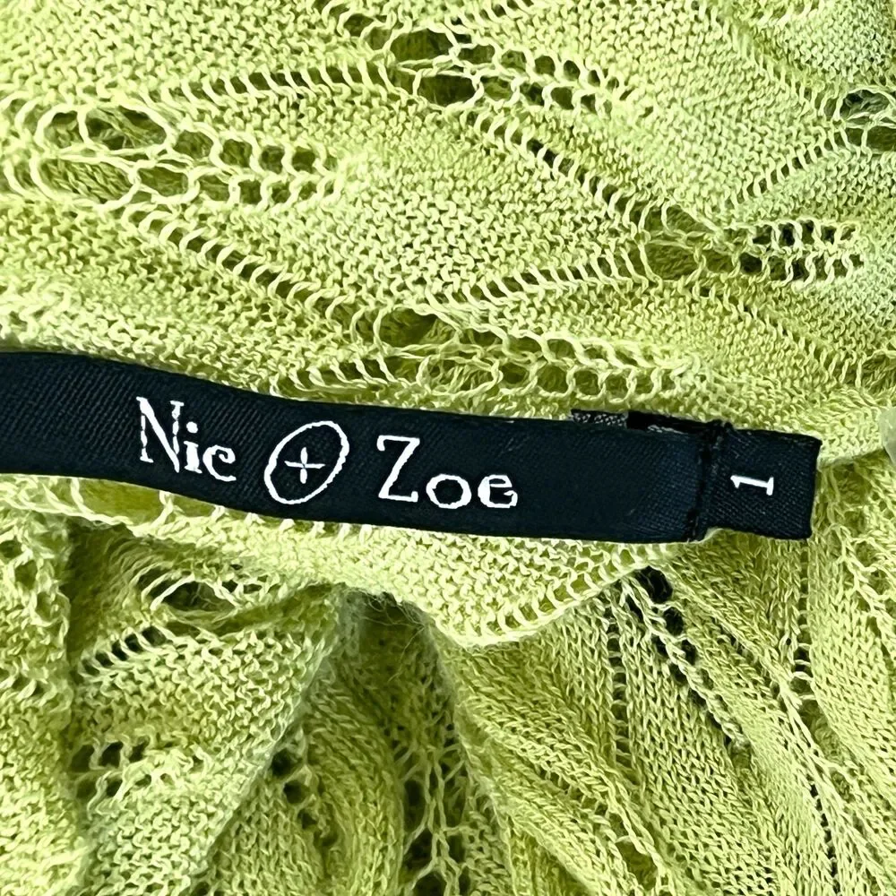 NIC+ZOE Lime Green Openwork Pointelle Long Duster Cardigan Sz 1X / Grunge Fairy
